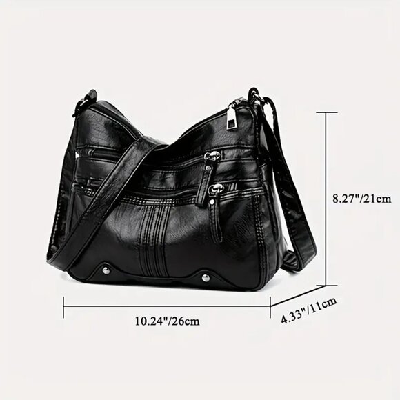 Fashion-Forward‎ Studded Decor Crossbody Bag - Black - Picture 3 of 3